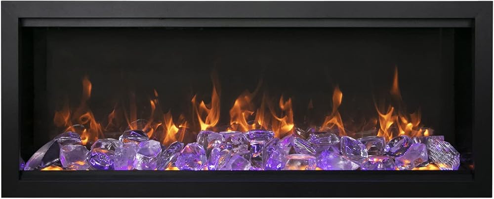 Amantii SYM-74-XT-BESPOKE Symmetry Extra Tall Bespoke 74-inch Indoor/Outdoor Electric Fireplace with Remote, Trim, ICE Media, and WiFi/Bluetooth Speaker
