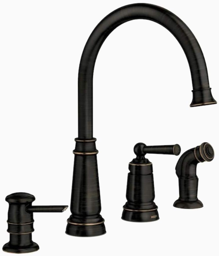 Moen 87042BRB One-Handle High Arc Kitchen Faucet, Mediterranean Bronze