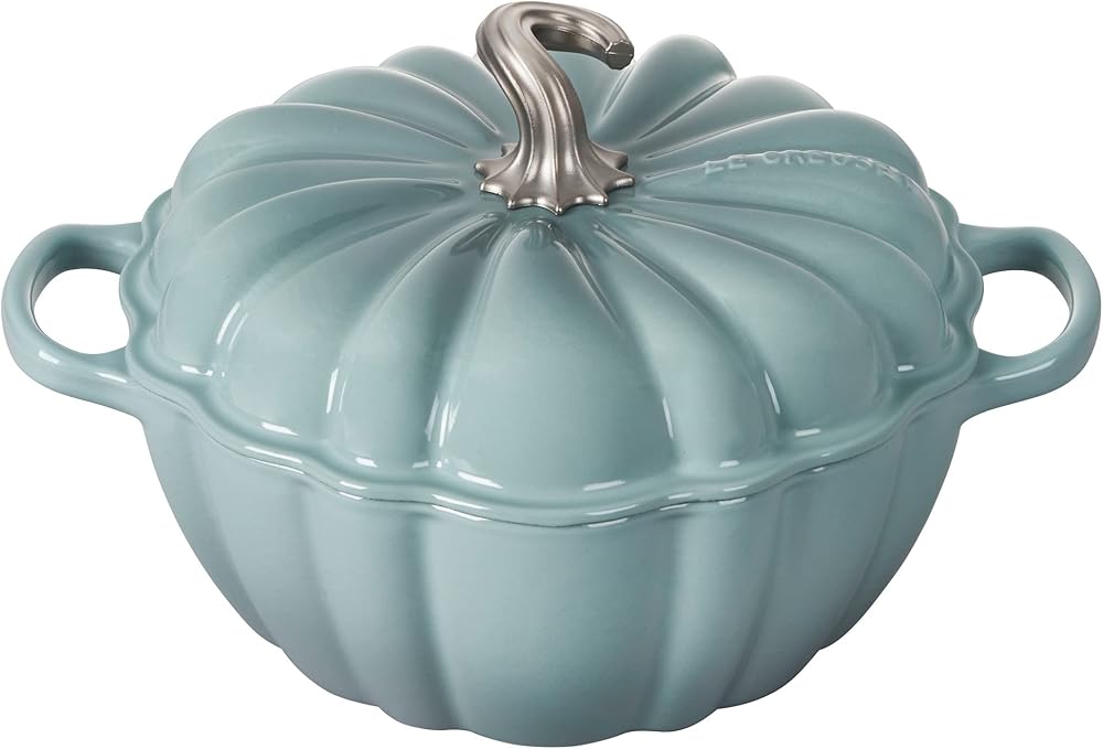 Le Creuset Enameled Cast Iron Figural Pumpkin Cocotte, 4 qt., Sea Salt
