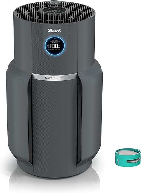 Shark HP301 NeverChange Air Purifier MAX, 5-year filter, save $300+ in filter replacements, Whole Home, 1300 sq. ft., Odor Neutralizer Technology, captures 99.98% of particles, dust, smells, Grey