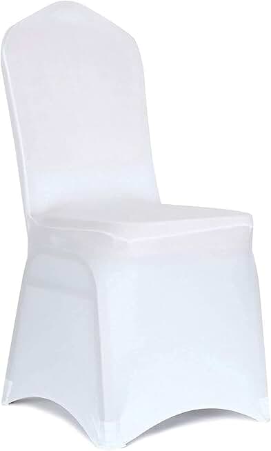 Obstal 100Pcs White Spandex Dining Room Chair Covers for Living Room - Universal Stretch Chair Slipcovers Protector for Wedding, Banquet, and Party