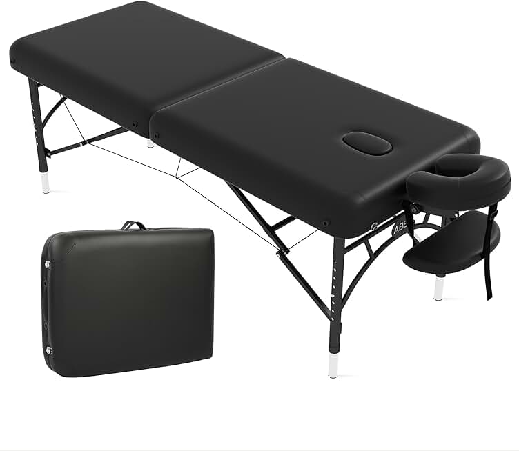 ABET Massage Table 28 Inch Wide, Spa Tattoo Bed, Memory Foam PU Leather Professional 2 Fold Portable Facial Esthetician Salon Bed with Carrying Bag & Lightweight Aluminium Leg, Hold Up to 1100LBS