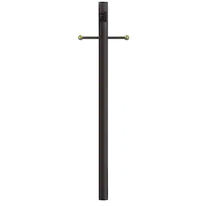SOLUS 7 ft. Bronze Outdoor Direct Burial Lamp Post with Cross Arm and Grounded Convenience Outlet fits 3 in. Post Top Fixtures