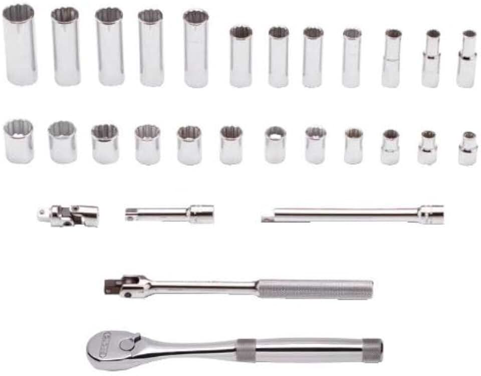 Stanley Proto J52222XL 3/8-Inch Drive Metric Combination Socket, Set, 12 Point, 29-Piece