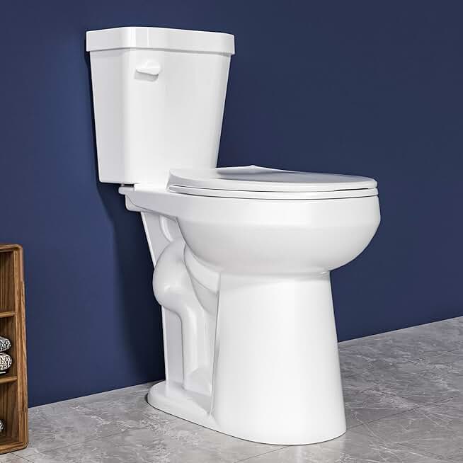 Tall Toilet 19 Inch - High Toilet for Seniors,Two Piece Bathroom Toilet Single Flush 1.28 GPF,Comfort Bowl Height Bathroom ADA Toilet for Elderly & Pregnant & Disabled & Tall,12” Rough In