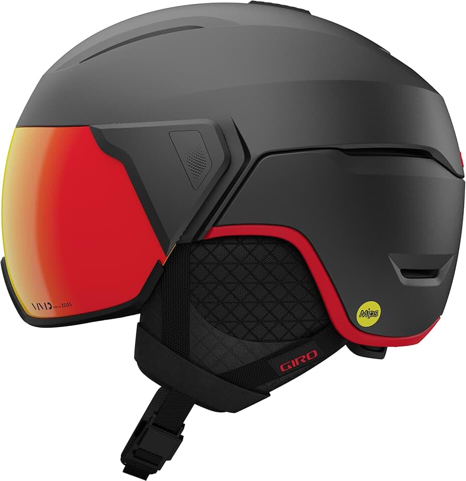 Giro Orbit Spherical MIPS Ski Helmet - Snowboard Helmet with Integrated Shield for Men & Women - Matte Graphite/Red - M (55.5-59cm)