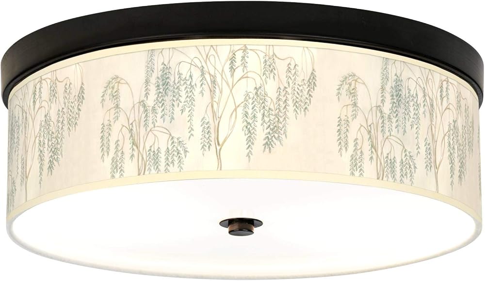 Weeping Willow Giclee Energy Efficient Bronze Ceiling Light with Print Shade