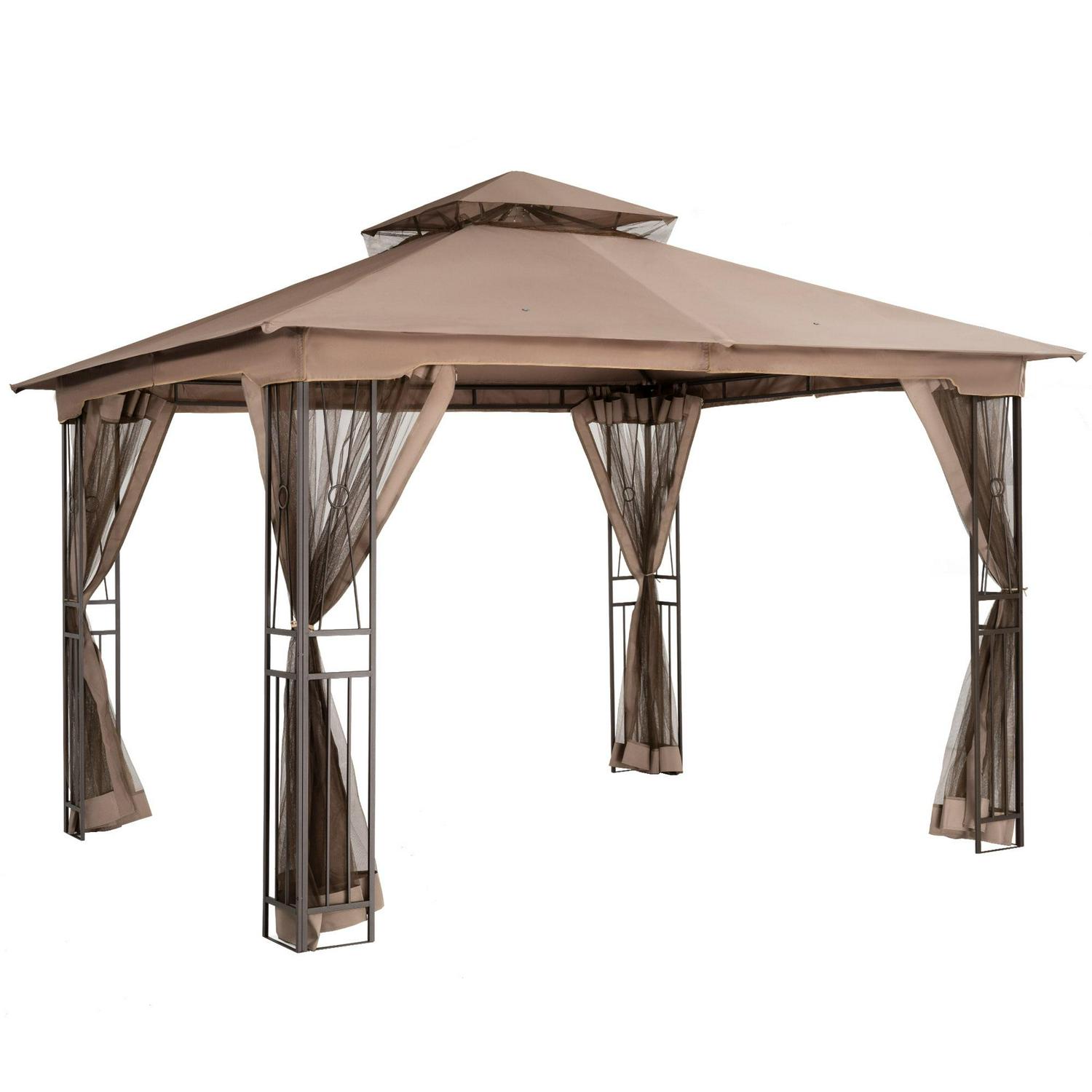 12-ft x 10-ft Khaki Metal Rectangle Gazebo