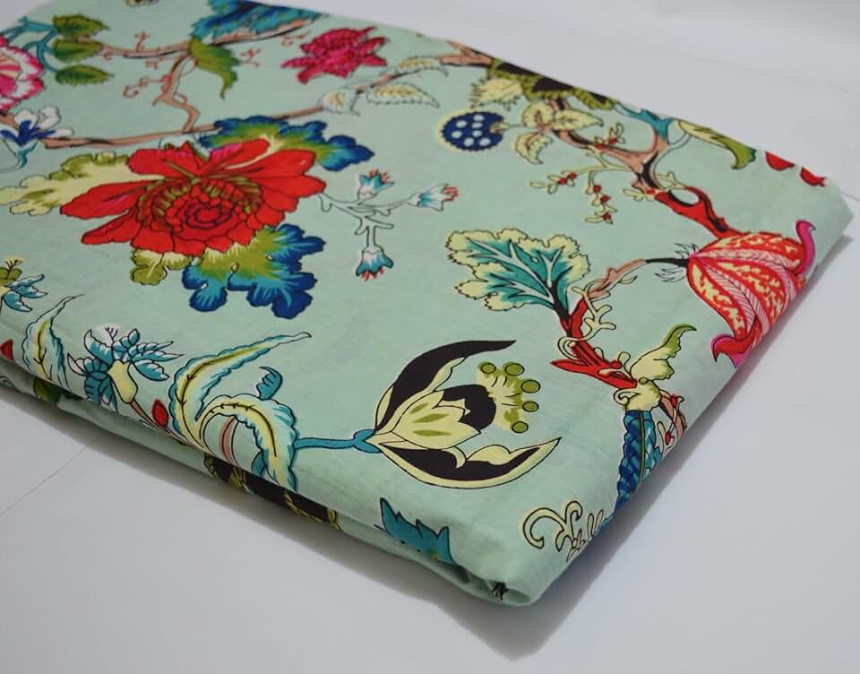 Scrren Print Dressmaking by The Yard Fabric 100% Cotton Floral Print Fabric for Sewing Crafting Ethnic Running Natural Dye Sanganeri Indian Fabric by The Yard 515 (50 Yard pre Cut)