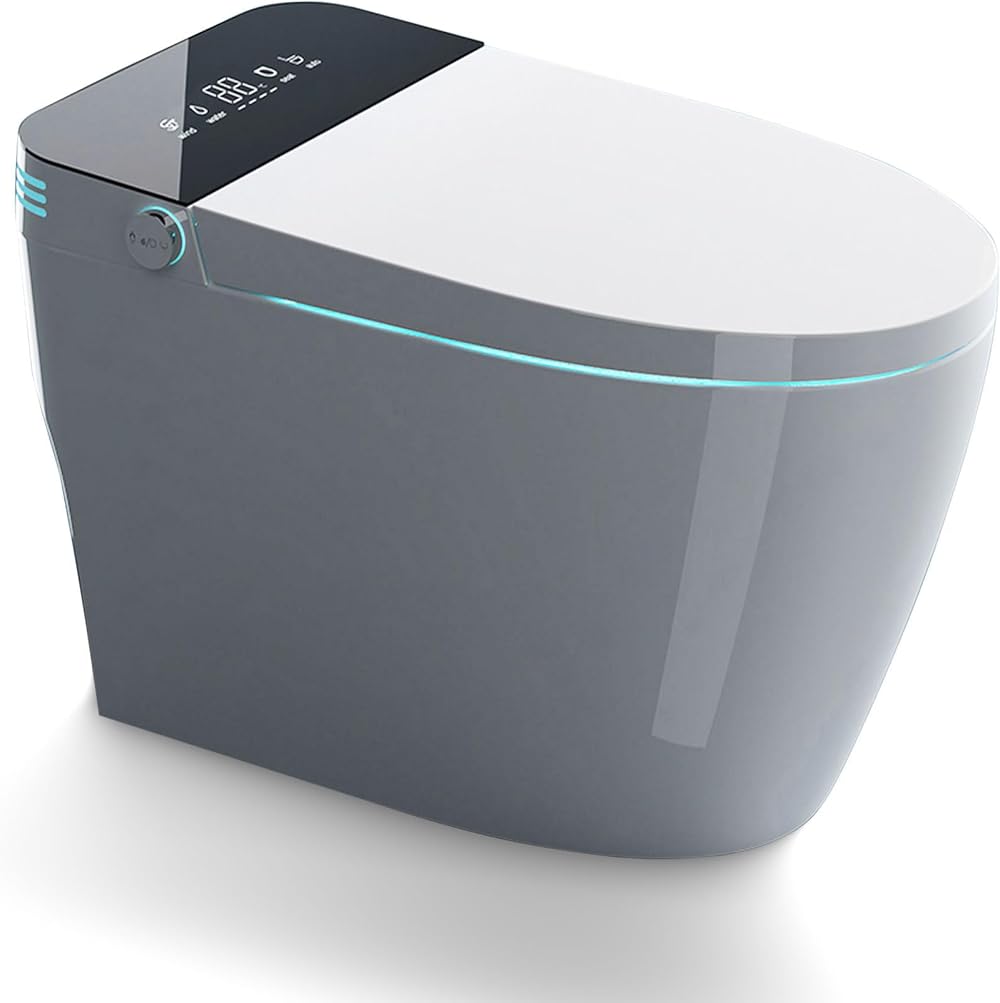 Smart Toilet for bathrooms, smart bidet Auto Open/Close Lid, with Bidet Built In,Auto Dual Flush, heated toilet seat,Foot Kick Flush White