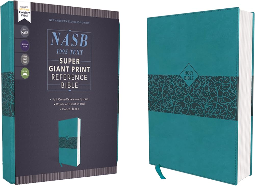 NASB, Super Giant Print Reference Bible, Leathersoft, Teal, Red Letter, 1995 Text, Comfort Print