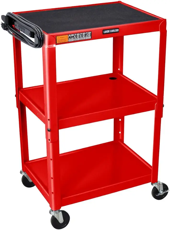 LUXOR UCMT1-RD Adjustable-Height Steel Utility Cart - Red