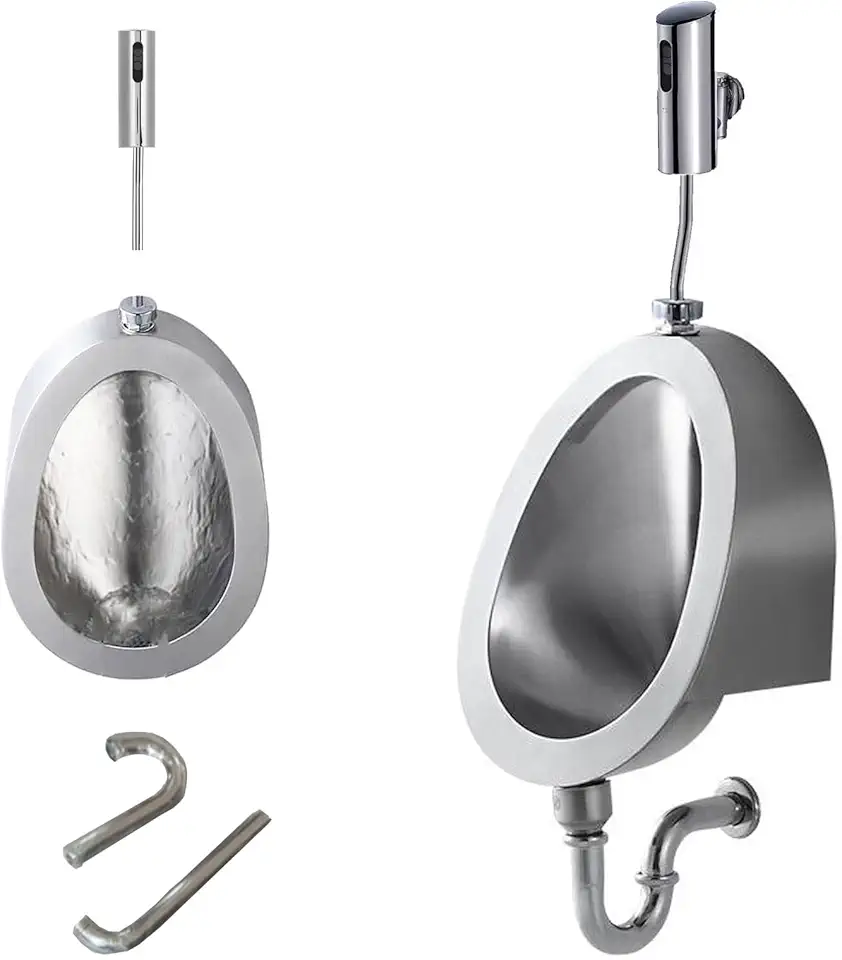 304 Stainless Steel Urinal for Men, Household/Commercial Urinals with Sensor, Intelligent Flushing Male Toilet, Wall Mounted Urinal for KTV Prison Bar Bathroom Hotel Shop