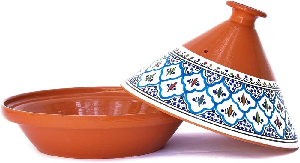 Hand Made and Hand Painted Tagine Pot | Moroccan Ceramic Pots For Cooking and Stew Casserole Slow Cooker (Large, Supreme Turquoise)