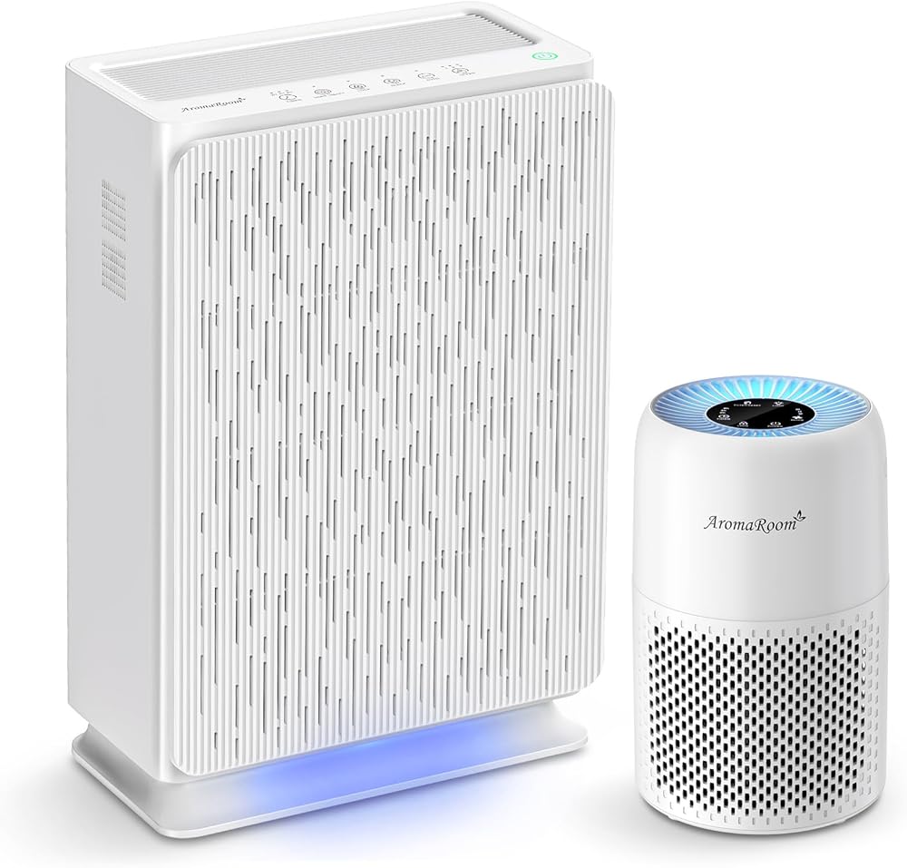 AromaRoom Air Purifiers for Bedroom, HEPA Air Purifier with 3-Stage Air Filter Air Quality Sensor for Smoke, Allergies, Pet Hair Dander, Odor, Dust