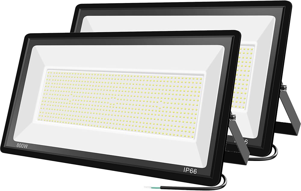 800W LED Flood Light Bulbs 2Pack, 4000 watt Equivalent, Outdoor IP66, 6000K 80000LM Daylight White, Exteriores Security Commercial Lighting for Sports Fields Arena Parking Lots