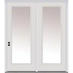 MMI Door 60 in. x 80 in. Clear Glass Primed Steel Prehung Right-Hand Inswing Full Lite Stationary Patio Door