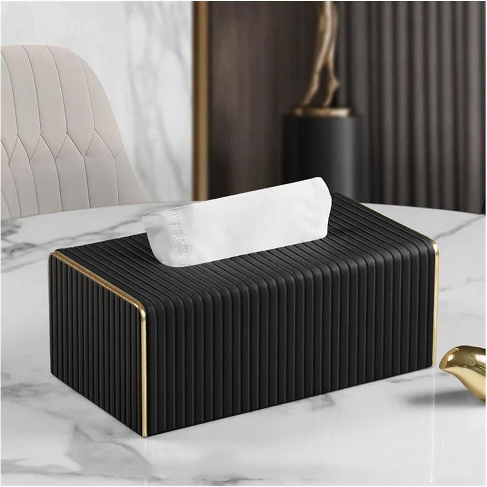 Tissue Box Leather Tissue Holder Hotel Living Room Bathroom Home Decor Tissue Boxes(D)