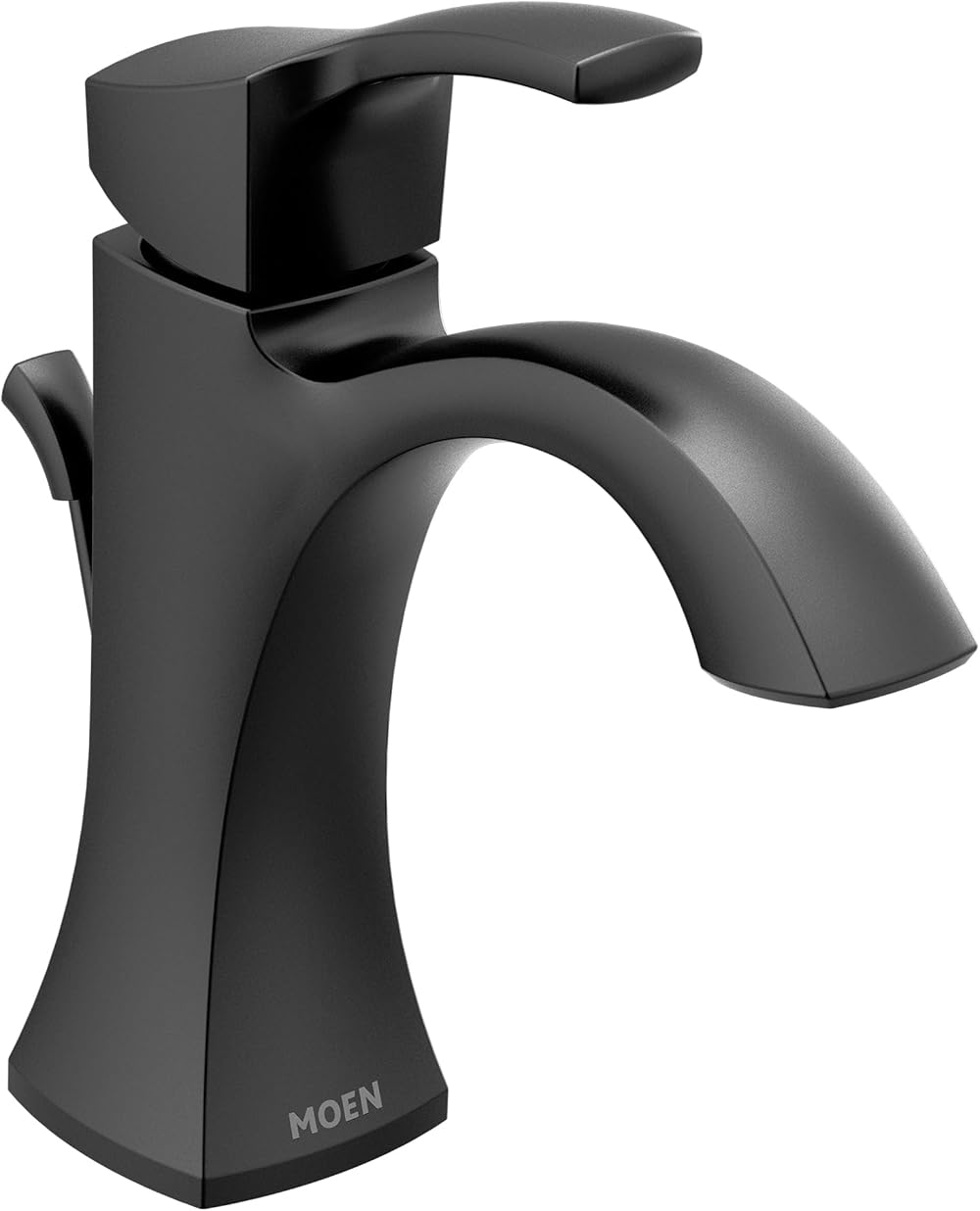 Moen 6903BL Voss One Handle Single Hole Bathroom Sink Faucet with Optional Deckplate, Matte Black