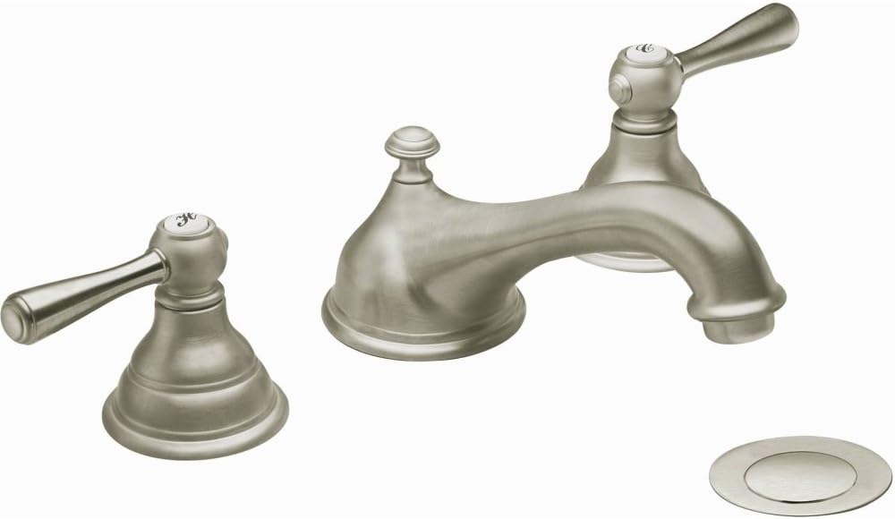 Moen T6105BN Kingsley Two-Handle Low Arc Bathroom Faucet Without Valve, Brushed Nickel