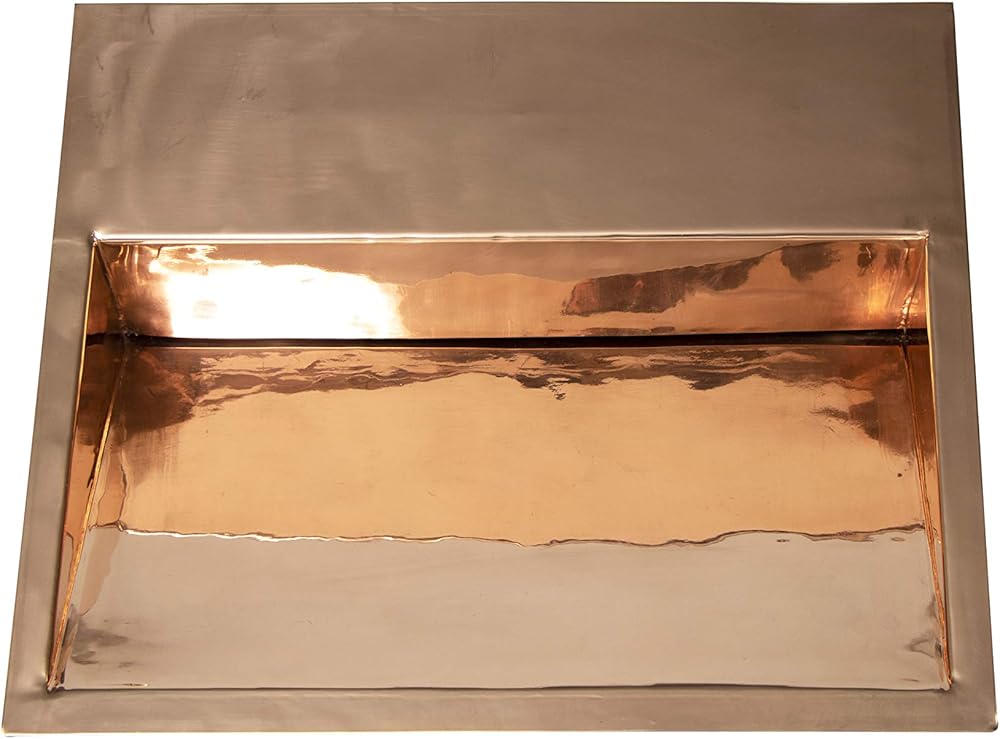 Copper Bathroom Sink, Rectangular Inclined Bottom Plain Copper Sink, Shiny Finish and Flat Lip, 22