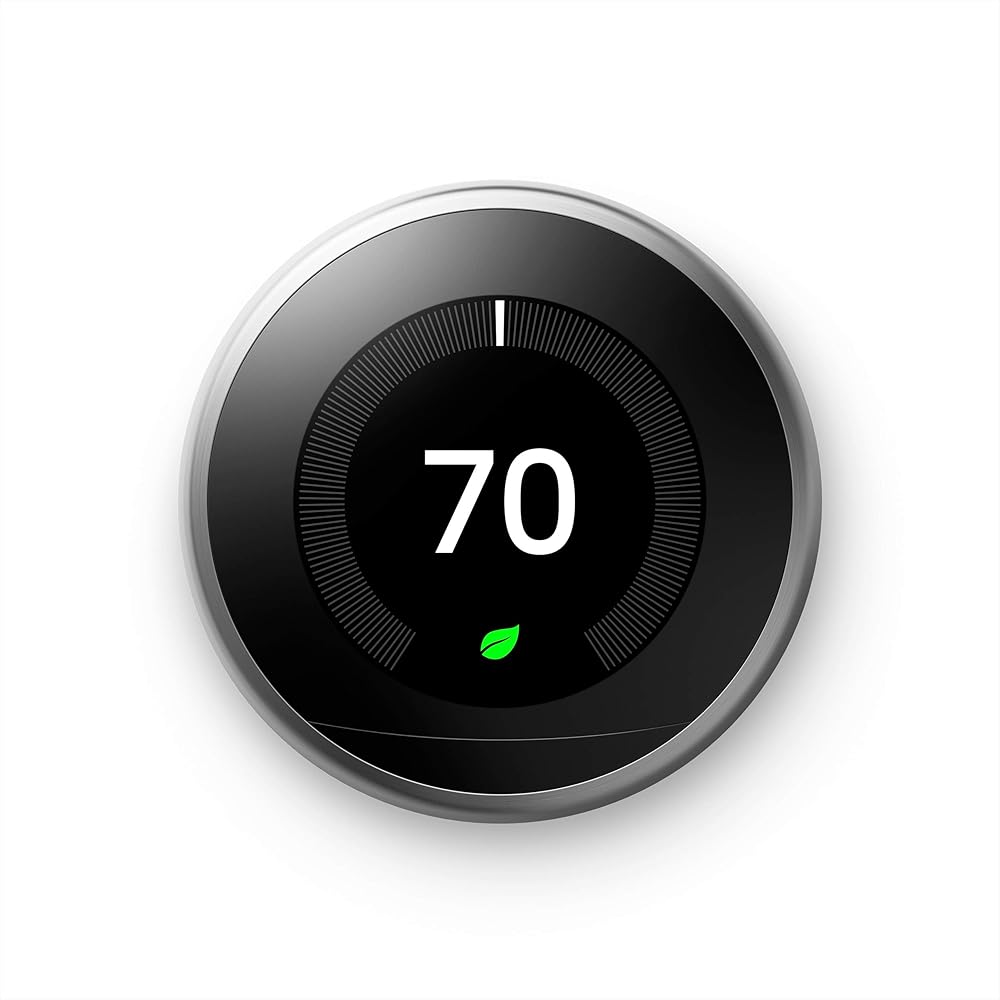 Nest Learning Thermostat - Programmable Smart Thermostat for Home - 3rd Generation Nest Thermostat - Works with Alexa - Stainless Steel