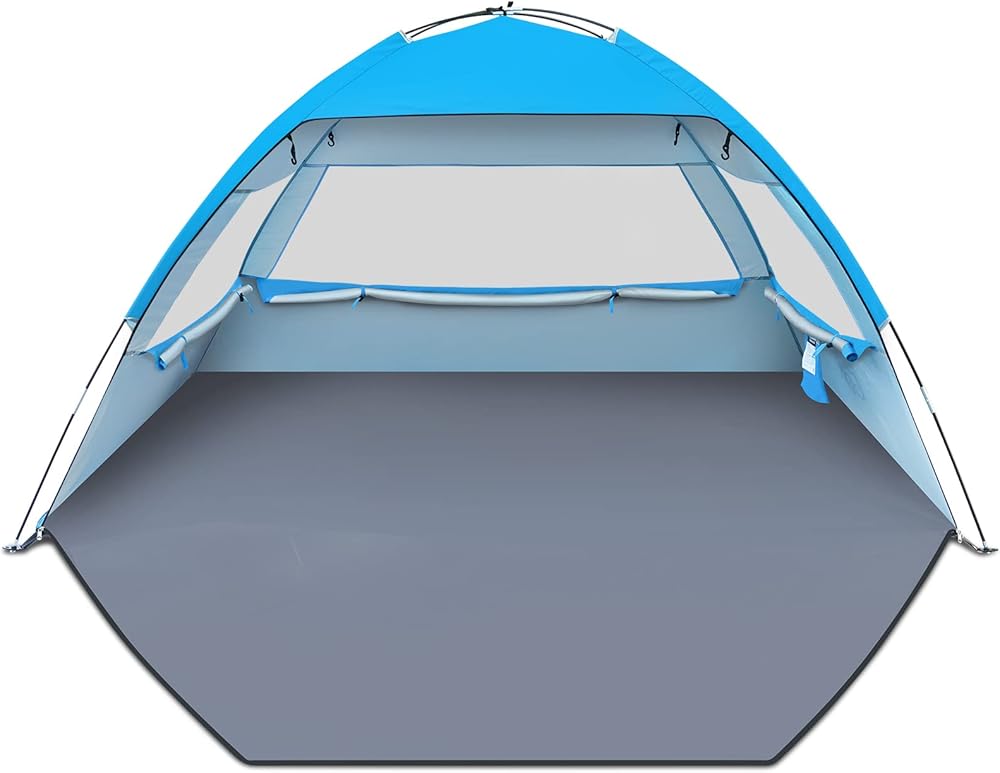 Gorich Beach Tent, Beach Shade Tent for 3/4-5/6-7/8-10 Person with UPF 50+ UV Protection, Portable Beach Tent Sun Shelter Canopy, Lightweight & Easy Setup Cabana Beach Tent