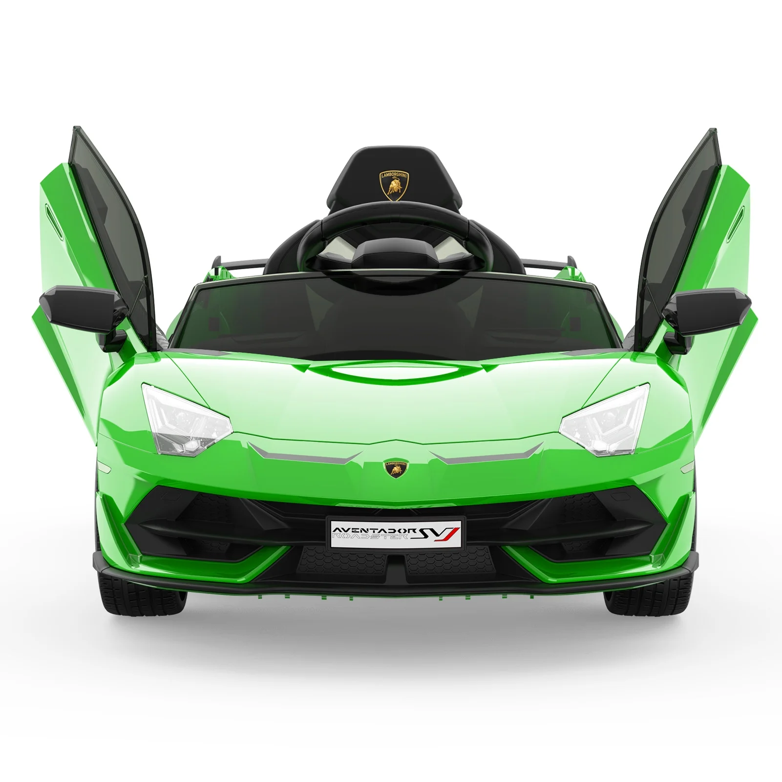 Simzone 12V Ride on Car Electric Vehicles Sports Car for Kids with Control, 2 Speeds, Sound System, LED Headlights and Hydraulic Doors, Green