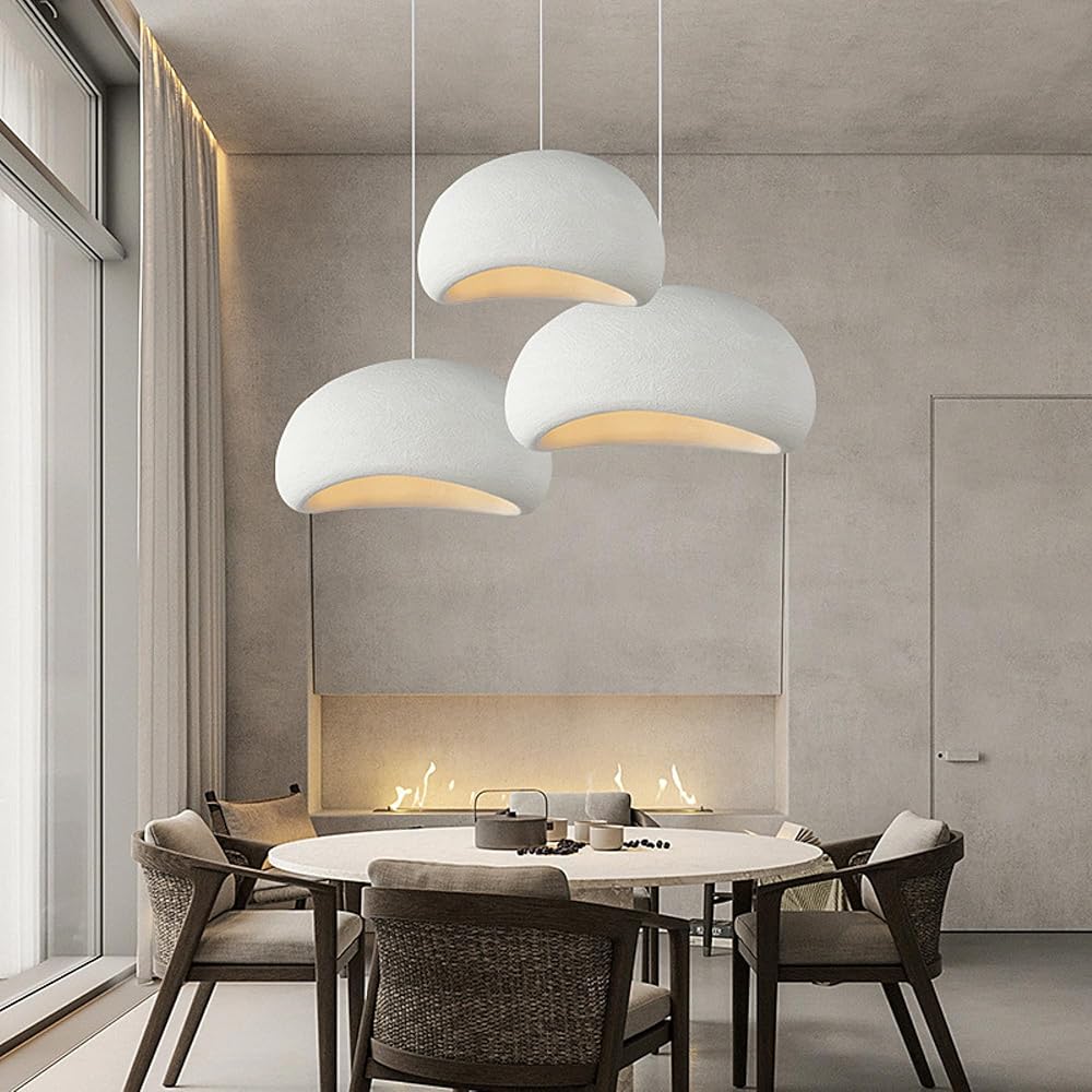 19.3in Modern Cloud Pendant Light Kitchen Island, Dining Room Chandelier, White Hanging Lamp, E27 Base, Japanese Wabi Sabi Pendant Light Shade, Pendant lights Over Island - Large