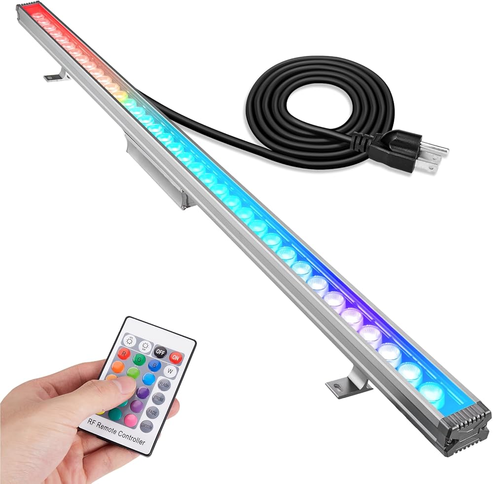 144W High Brightness Led Wall Washer Light, 5000K RGB Linear Light with IP66 Waterproof, 40