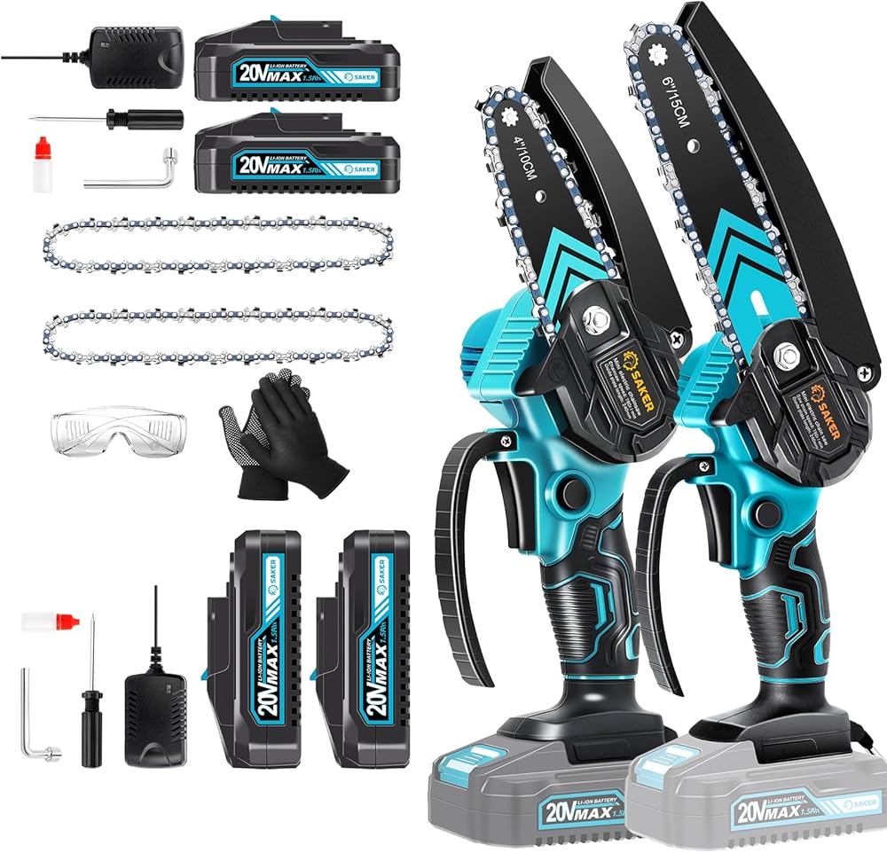 Saker Mini Chainsaw,6 Inch Portable Electric Chainsaw Cordless and Saker Mini Chainsaw,Portable Electric Chainsaw Cordless