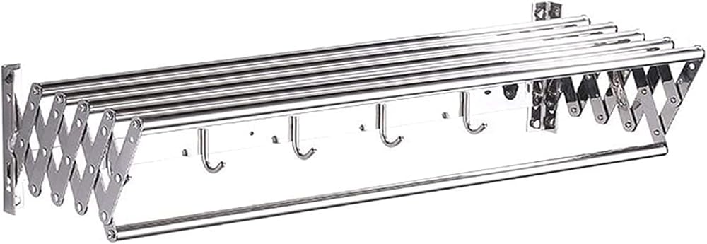 Wall Mounted Clothes Laundry Drying Rack Compact Foldable Bath Towel Bar Sturdy Space Saving Garments Dryer Air Airer Washing Clothesline Easy Storage (Size : 40cm/15.7inch)