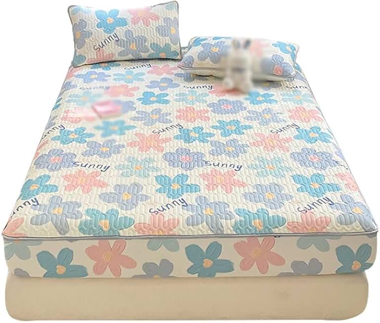 Ice Silk Mat Bed Hat Sheet Bed Cover Protective Cover Three-Piece Set Washable Cover(180 * 200CM)