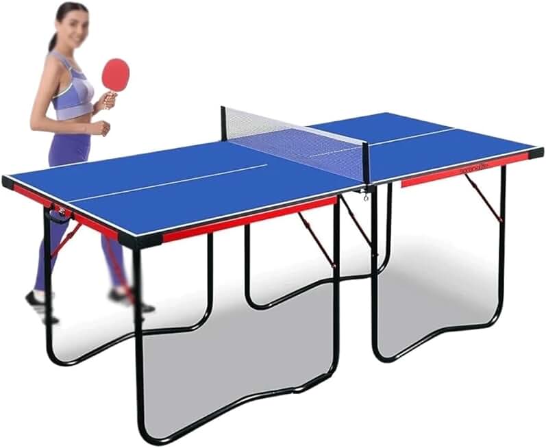 DFHBFG Midsize Portable Ping Pong Table Set with Net Clipper Foldable Space-Saving Design Ping-pong Table