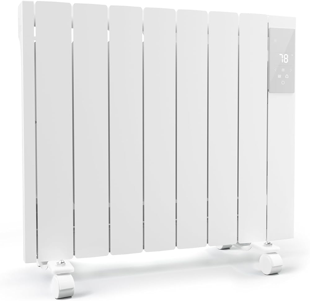 1500W Panel Heater - Electric Wall/Freestanding Aluminium Radiator/LED Display, Adjustable Thermostat, Timer & Safety Protection for Indoor Use in Living Room/Bedroom/Bathroom