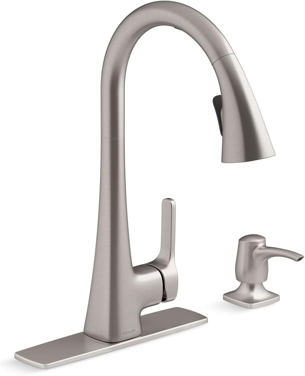 KOHLER R26281-SD-VS Maxton Touchless Pull-Down Kitchen Faucet with Soap Dispenser, Kitchen Sink Faucet with Pull Down Sprayer, Touchless Activation Faucet, Vibrant Stainless