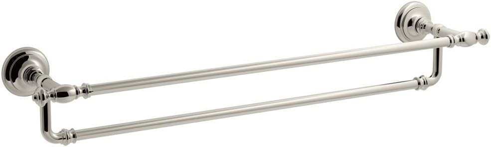 KOHLER K-72570-SN Artifacts 24 In. Double Towel-Bar, Vibrant Polished Nickel