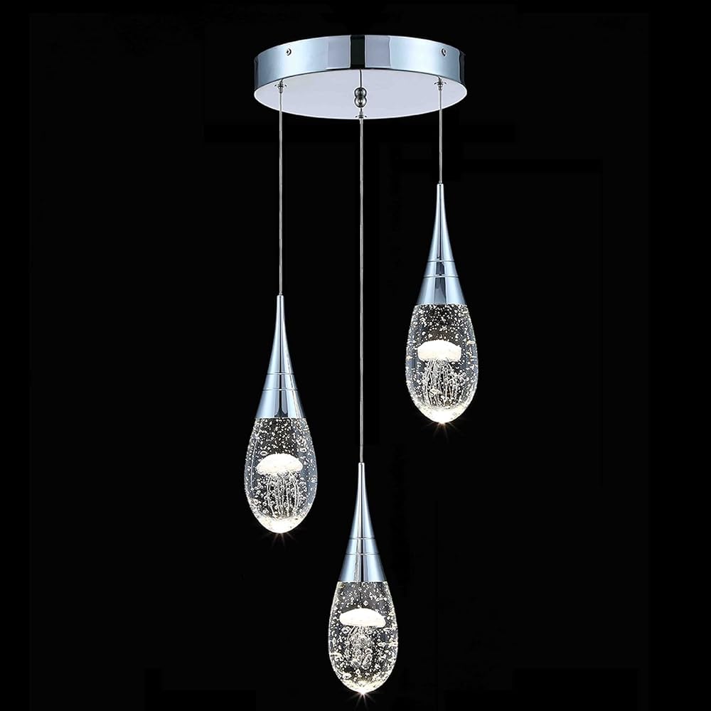 Crystal Pendant Light Fixtures: Modern 3 Light Cluster Pendant Lighting for Kitchen Island Bathroom