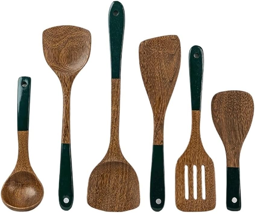 Wooden Spoons For Cooking, Wooden Utensils For Cooking With Utensils Holder Kitchen Utensils Set