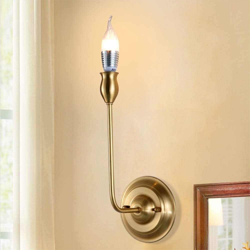 Country Full Copper Wall Lamp European Outdoor Waterproof Wall Lamp Creative Bedroom Bedside Copper Wall Lighting Fixture E27 (14 * 30cm, 21 * 30cm) Wall Lights (Size : A)