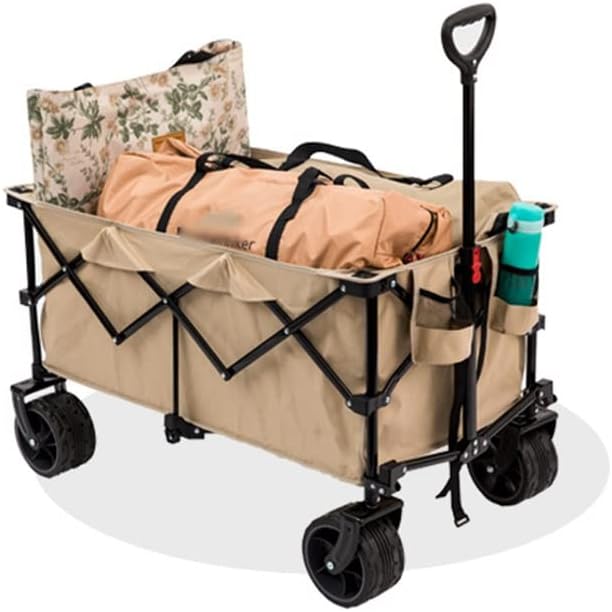 180L Foldable 7 Inch Wheel Outdoor Portable Adjustable Length Pull-Cart Camp Trolley Camping Equipment Storage Cart