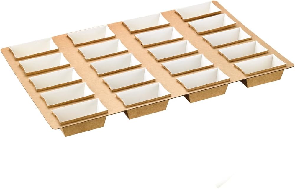 PacknWood 210MBAKE5X4 Rectangular Baking Molds Tray,loaf pans for baking bread, baguette pan, wooden mini bread loaf pans, bread mold, hamburger bun pans for baking, 14.2 x 22in - 25 pcs