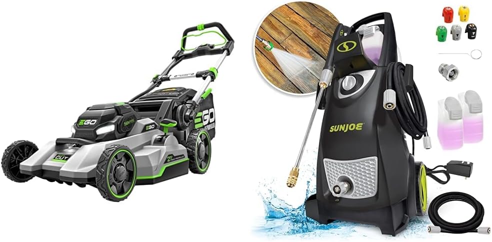 EGO 21-Inch Select Cut Self-Propelled Mower with 7.5Ah Battery and Rapid Charger Bundle with Sun Joe 2030 PSI Electric Pressure Washer