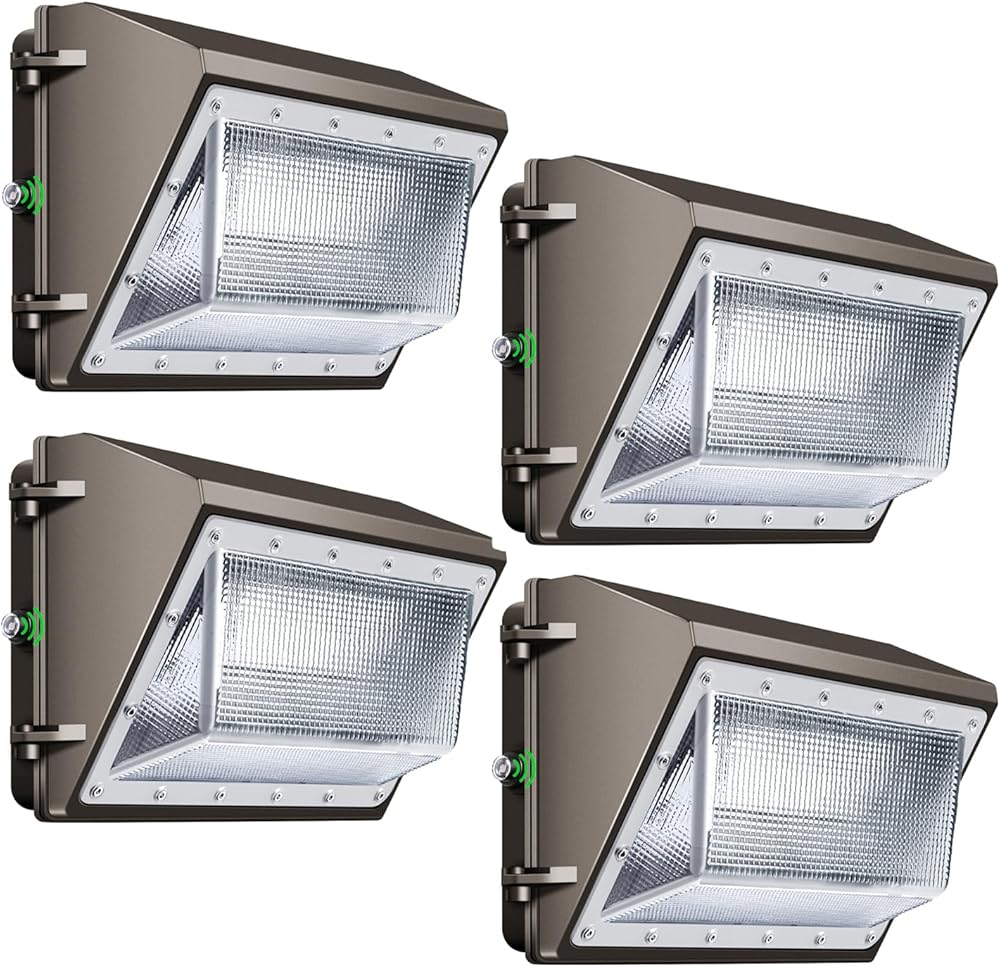 LED Wall Pack Light 120W 5000K Flood Light with Dusk to Dawn Photocell Security Lights 16200lm 840W HPS/HID Equivalent Outdoor Lights for Yard, Garage, Stadium 4 Pack