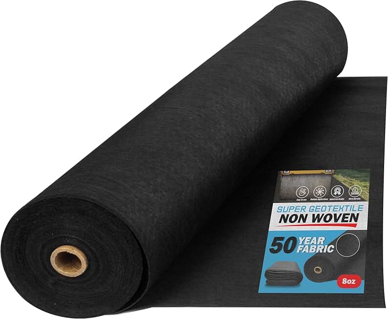 4, 6, 8 oz Non Woven Fabric for Landscaping, French Drains, Underlayment, Erosion Control, Construction Projects - 8 oz (6X100) Ships Folded
