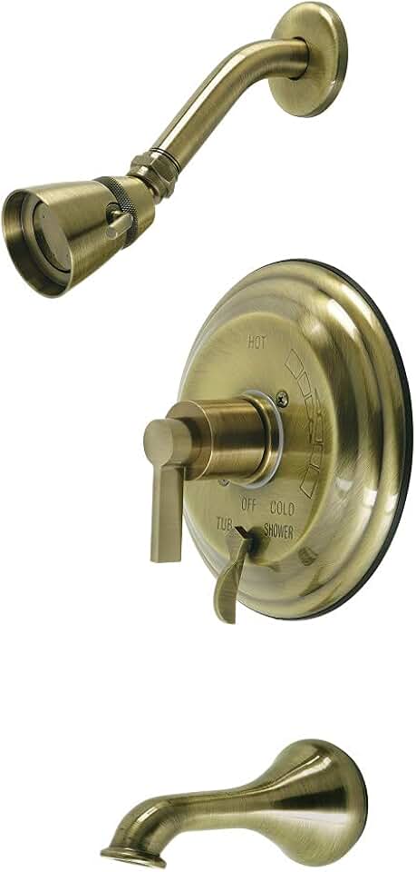 Kingston Brass KB36330NDL NuvoFusion Tub and Shower Faucet, Antique Brass