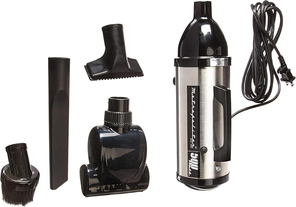 MetroVac Evolution Hand Vacuum - 120V, 504W, Powerful, Lightweight, Dry Pickup for Easy Cleanups in Home, Office, Car - Satin Nickel/Black Finish