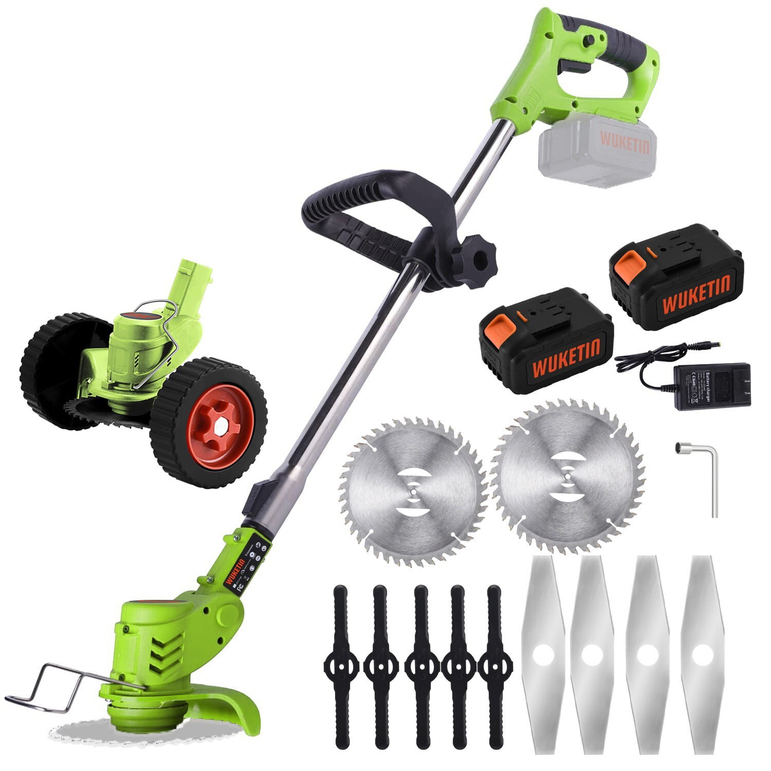 Cordless Grass String Trimmer Lightweight Weed Eater, 21V 3-in-1 Electric Weed Trimmer/Wacker with 2 Batteries