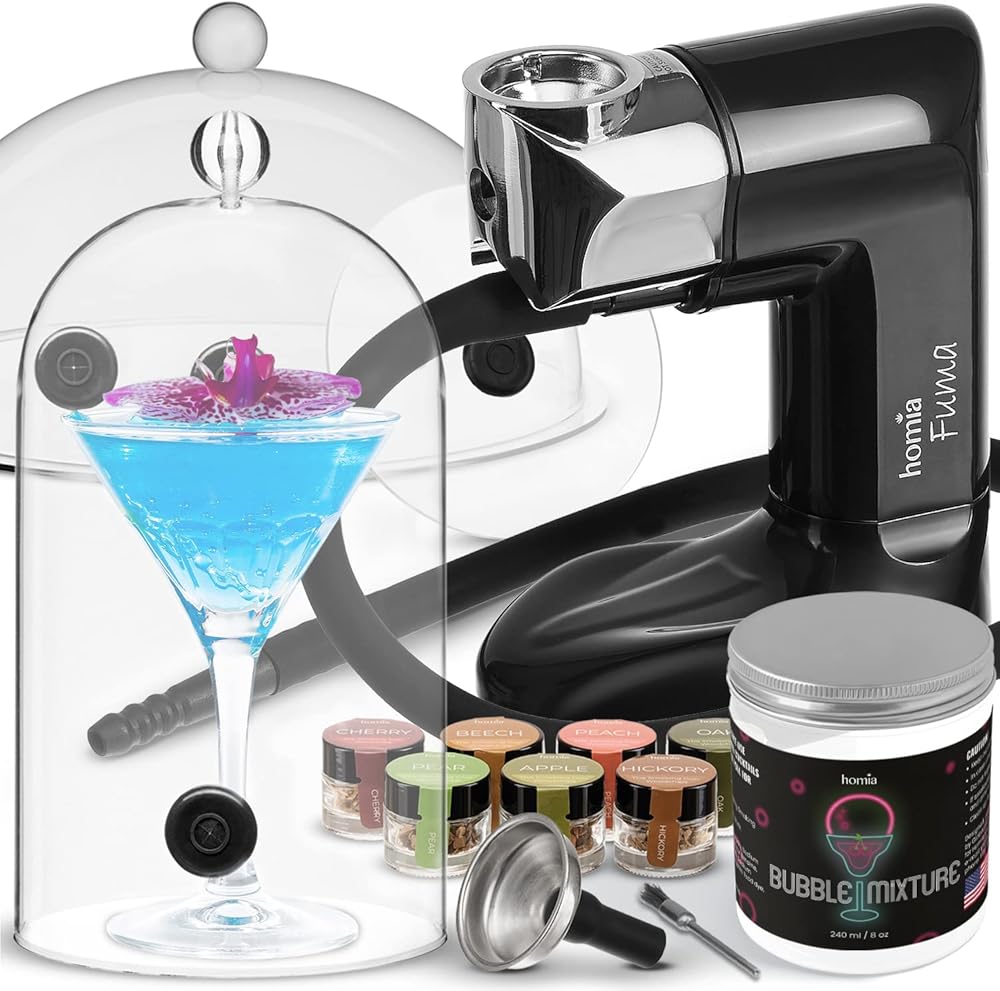 Smoking Gun Wood Smoke Infuser - Universal Kit, 14 PCS, Smoker Machine with Accessories and Wood Chips and Smoking Gun Bubble Mixture, 8 Oz - Proudly made in USA