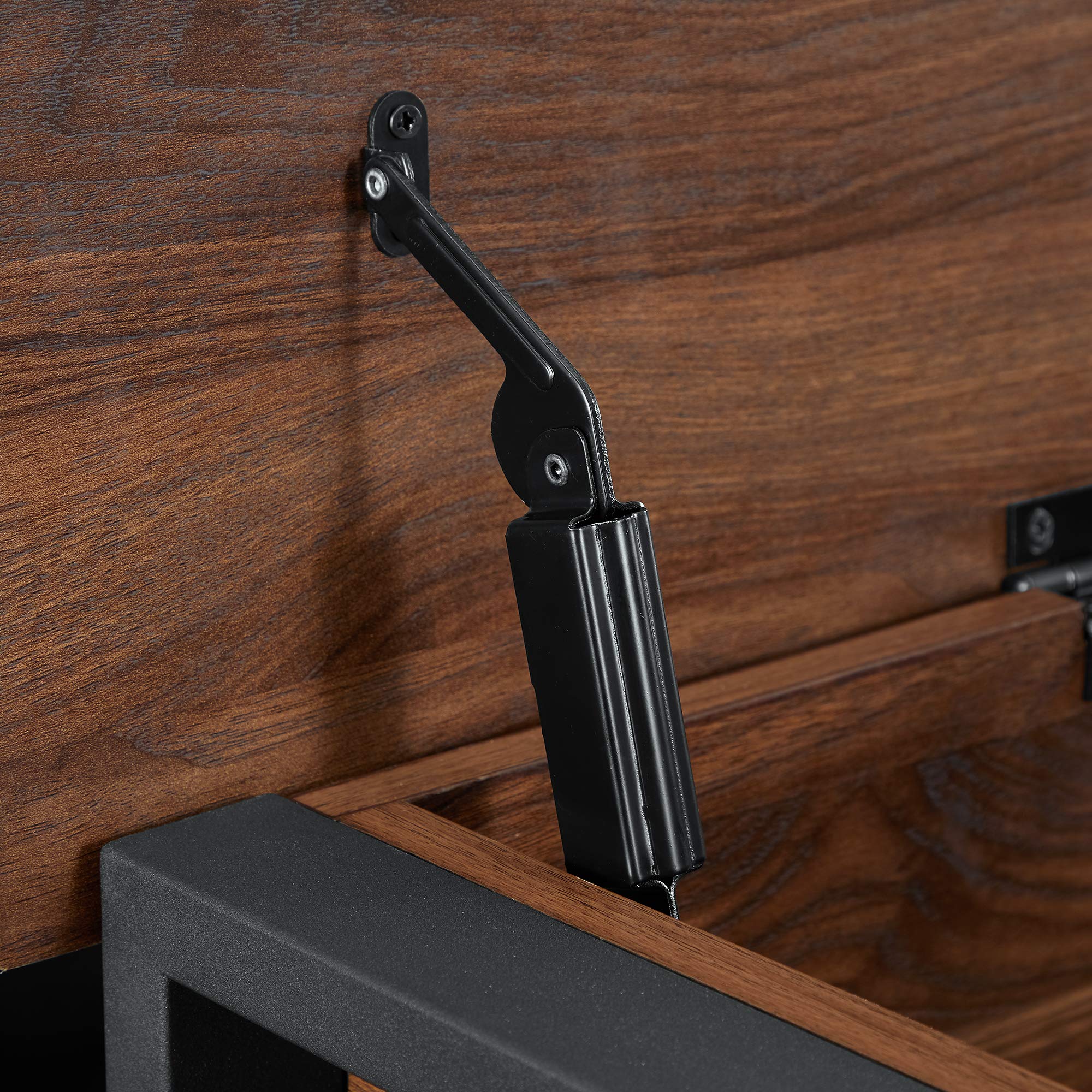 Walker Edison Julian Rustic Farmhouse Lift Top Entry Bench with Bottom Rack, 48 Inch, Dark Walnut